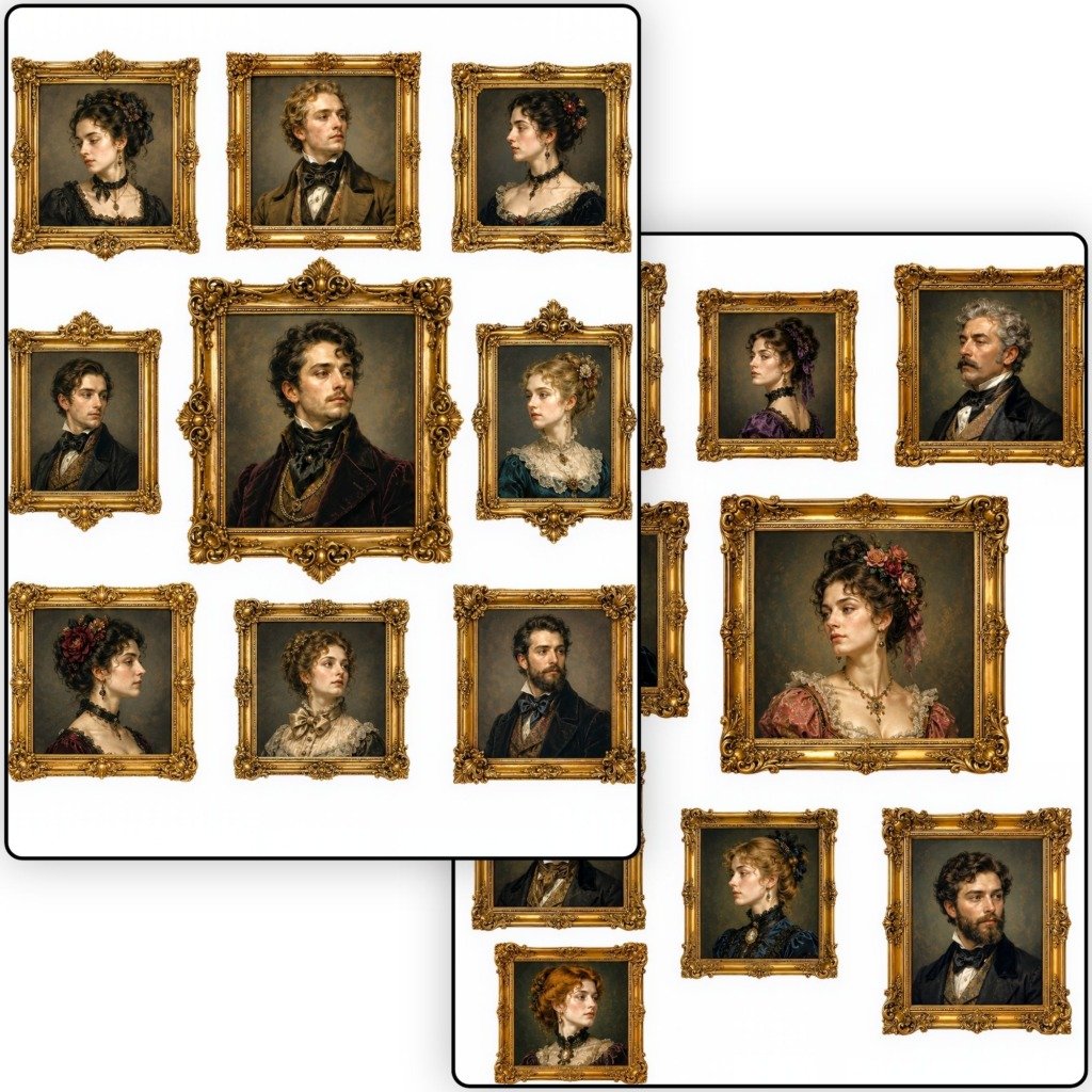 Victorian Gilded Portraits Fussy Cuts (4)