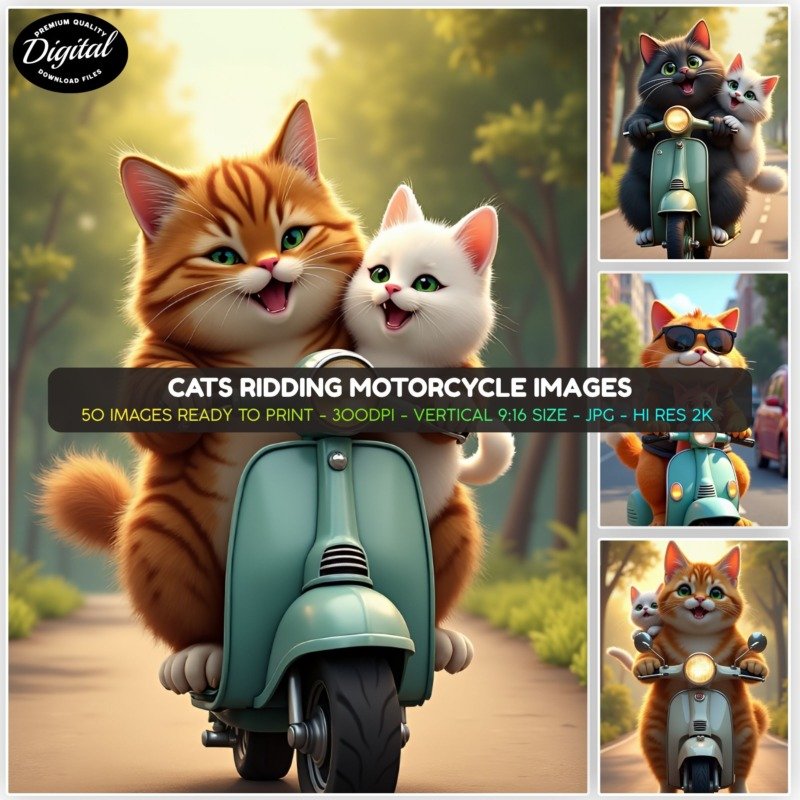 cats ridding motorcycle (1)